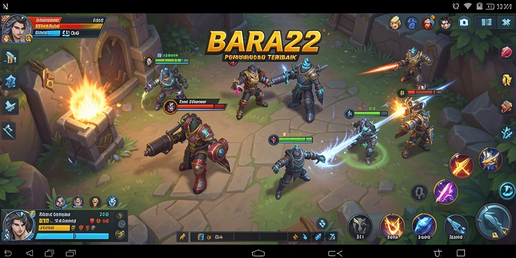 Tangkapan layar menunjukkan gameplay intens BARA22 dengan pertempuran strategis.