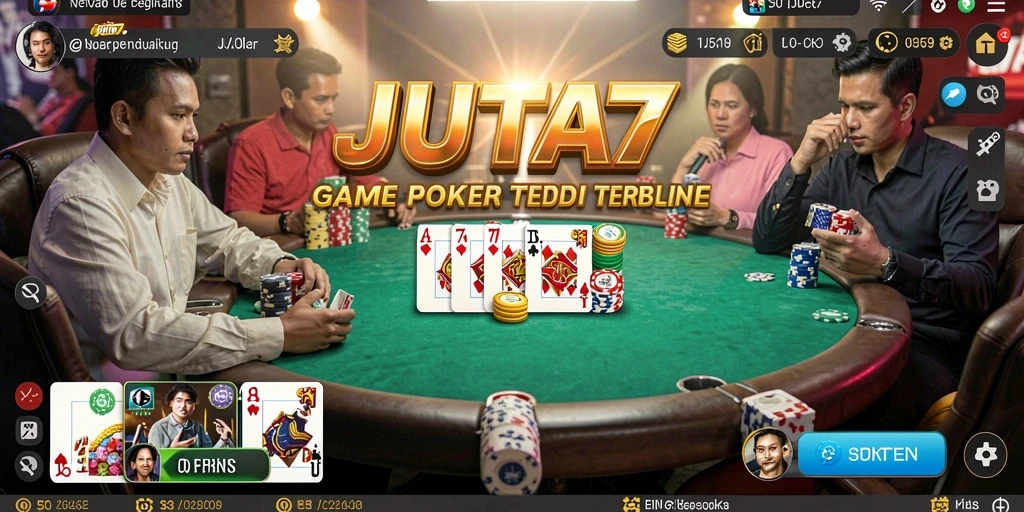 Tampilan layar gameplay poker yang seru dan menarik di JUTA7.