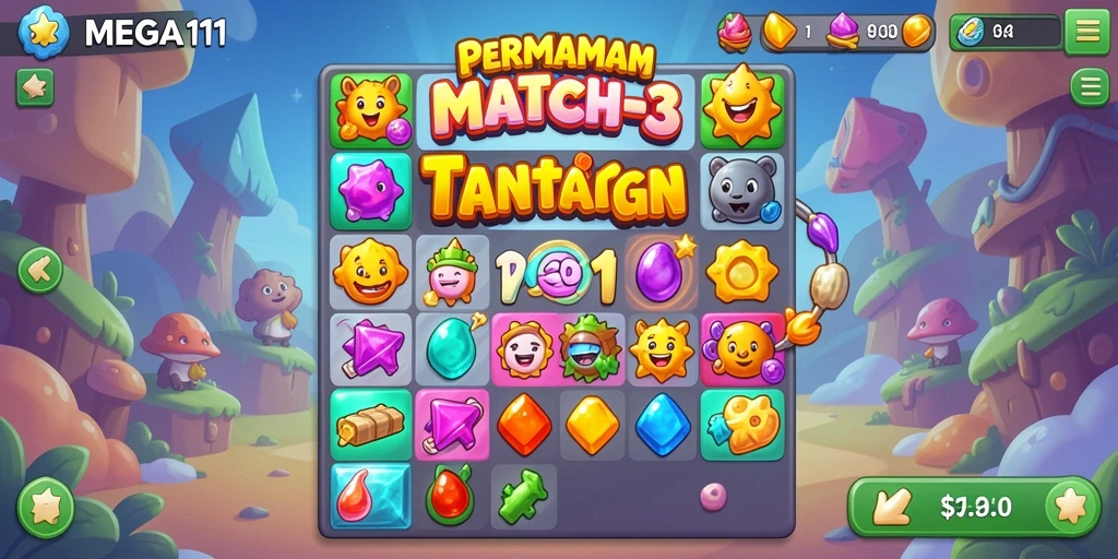 Tampilan gameplay MEGA111 yang menawan dan penuh warna.