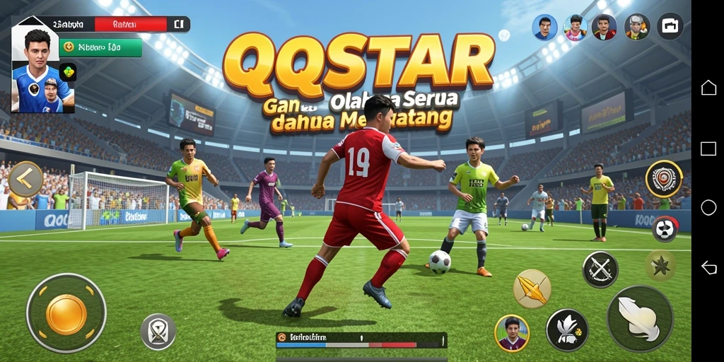 Screenshot QQSTAR menampilkan aksi seru dalam pertandingan olahraga.
